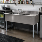 Thumbnail image #2 for Eagle Group 1800 Series B4R-2-18 48-Inch Two-Compartment Underbar Sink with Right Drainboard, 304 Stainless Steel, Faucet Included