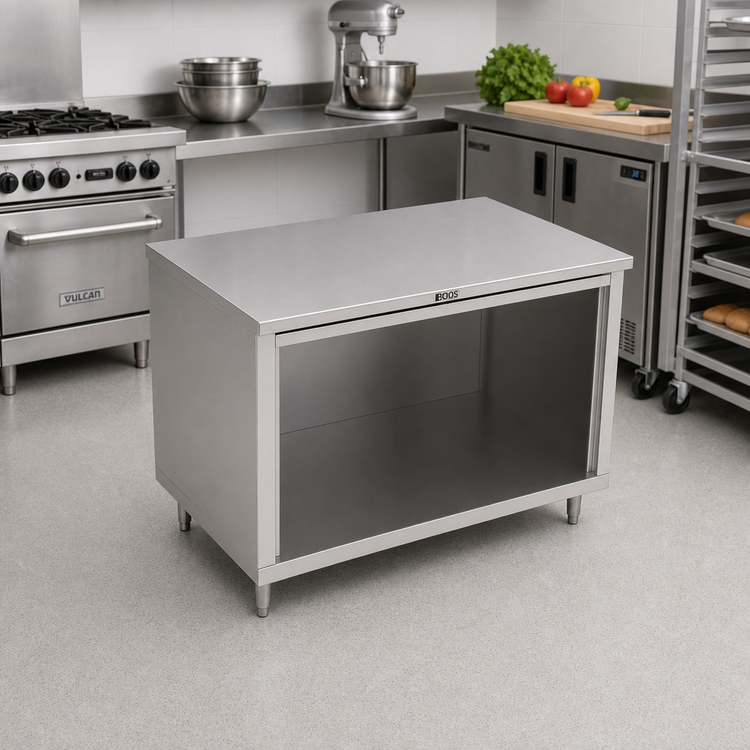 Product image #2 for John Boos Open Front Cabinet Base Work Table with 16-Gauge Stainless Steel Top, 36W x 24D