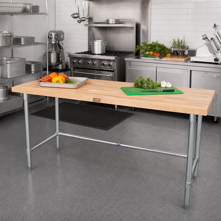 Product image #2 for John Boos SNB04 72 Inch x 24 Inch Wood Top Work Table with Stainless Steel Base