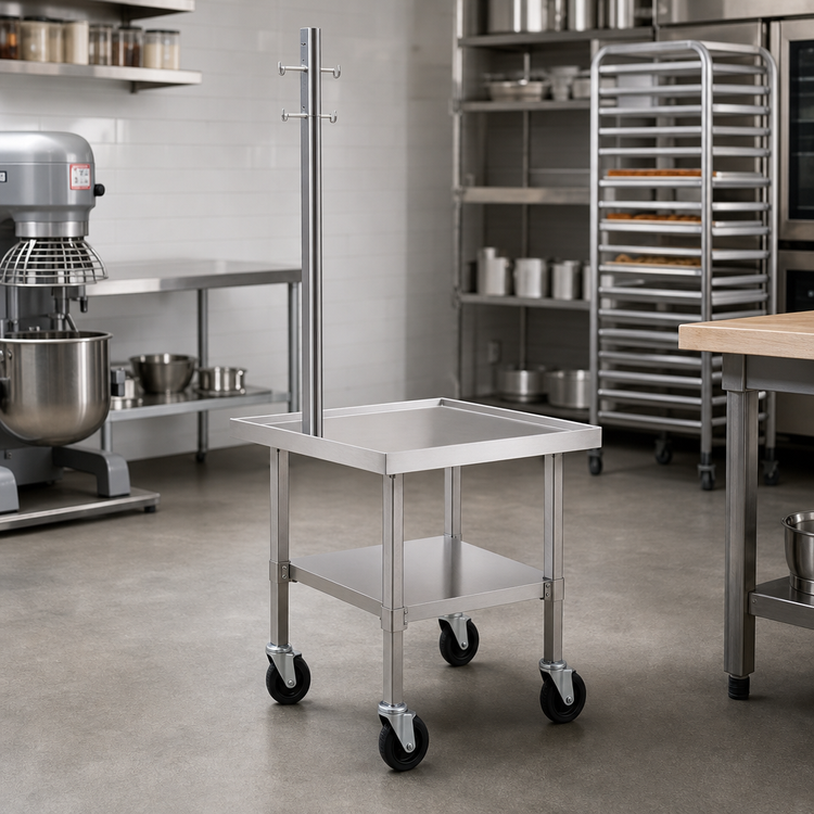 Product image #2 for Duke 30 x 30-Inch, 29-Inch High Stainless Top Open Base Mixer Stand with Adjustable Undershelf