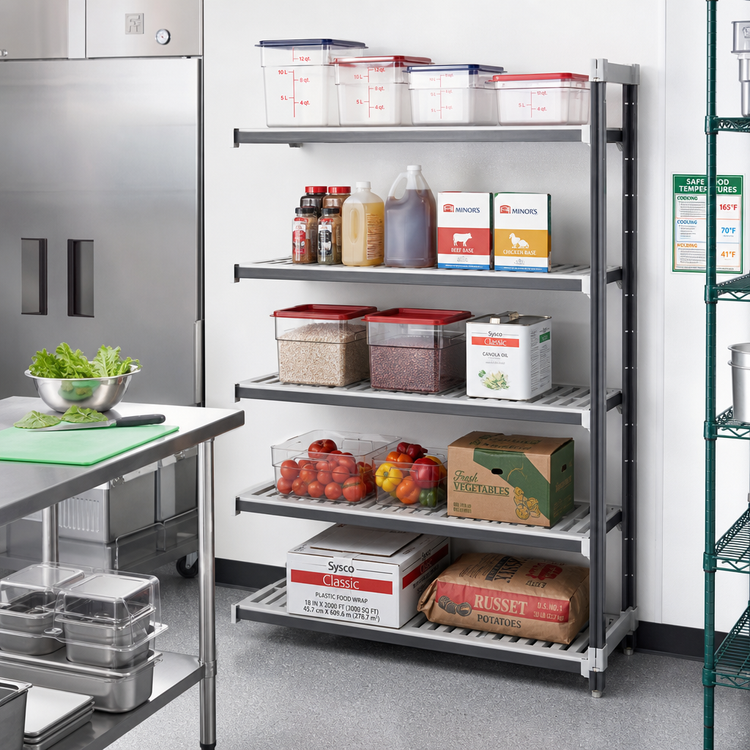 Product image #2 for Cambro Camshelving Elements XTRA 5-Shelf Vented Stationary Add-On Unit, 21 x 30 x 64 Inches, Speckled Gray