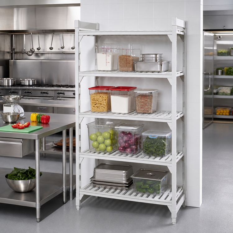 Product image #3 for Cambro Camshelving Premium Polymer Shelving 4-Tier Stationary Starter Unit, 72" x 24" x 84", Vented Shelves