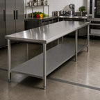 Thumbnail image #2 for John Boos EBWS-30132 Welded Intermediate Shelf for Enclosed Base Work Tables, 132 x 30 Inches, 18/300 Stainless Steel