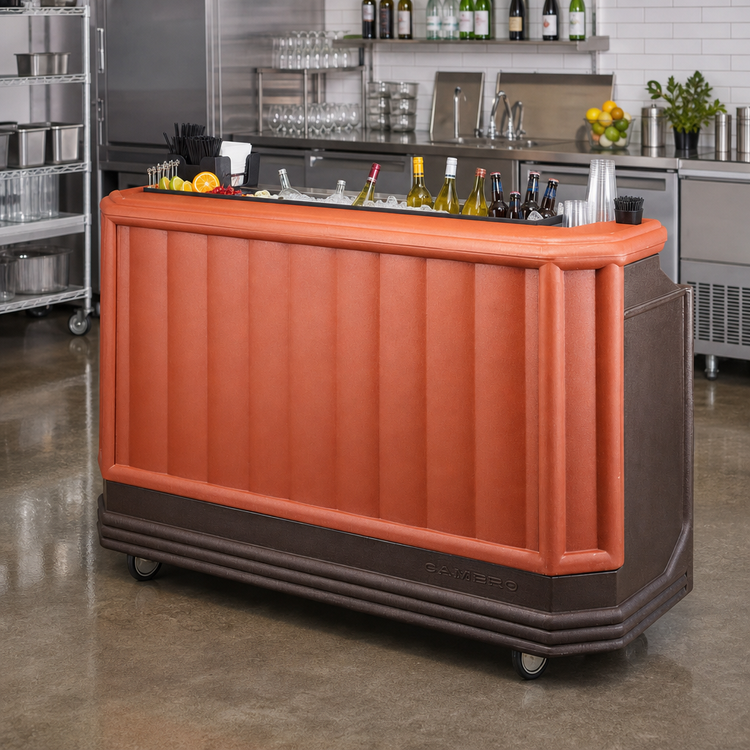 Product image #2 for Cambro CamBar 72-3/4 Inch Economy Portable Beverage Bar with 80 lb Ice Sink, Two-Tone Brown Mahogany
