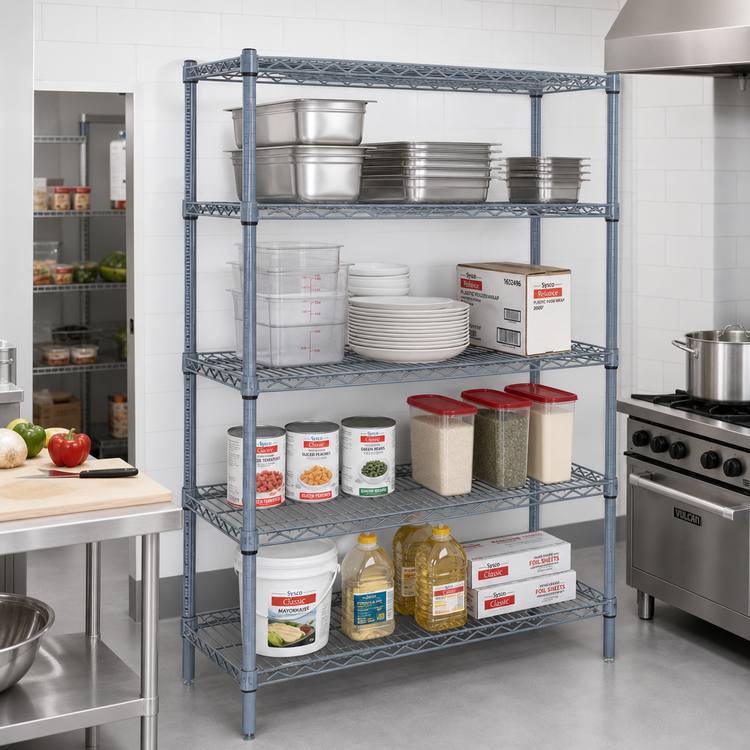 Product image #2 for Quantum 72"W x 18"D x 54"H Gray Epoxy Antimicrobial Wire Shelving Starter Kit