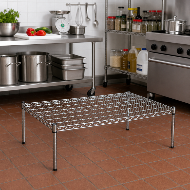 Product image #2 for Eagle Group 24" x 18" Chrome Wire Dunnage Platform with QuadTruss Design