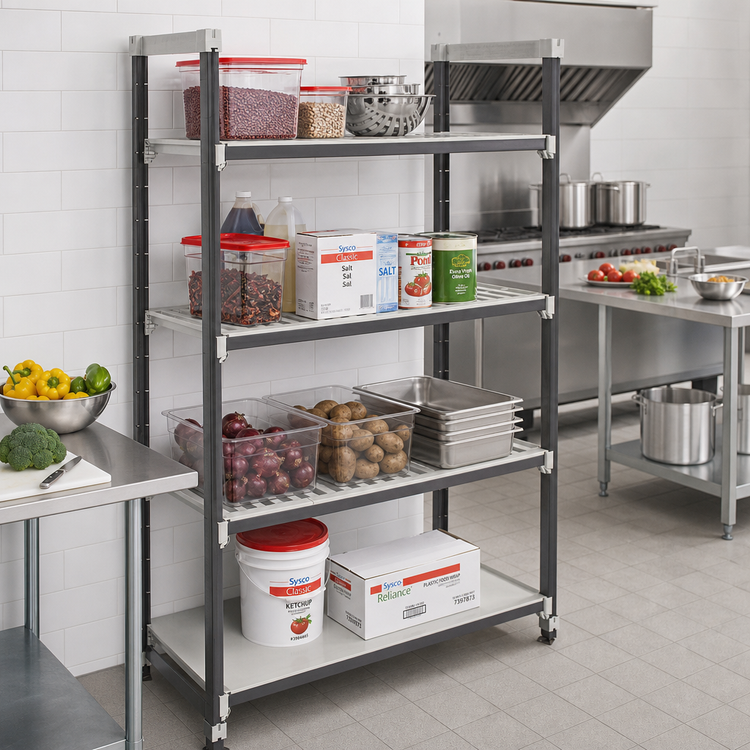Product image #2 for Camshelving Elements XTRA High Density Top Rail Stationary Starter Unit, 21 x 36 x 81 Inches, 4-Tier, 3 Vented + 1 Solid Shelves