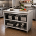 Thumbnail image #2 for Advance Tabco 72 Inch x 36 Inch 14 Gauge 304 Stainless Steel Open Front Cabinet Base Work Table with Mid-Shelf