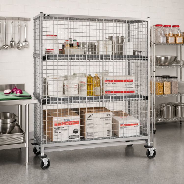 Product image #2 for Metro Super Erecta Mobile Standard-Duty Stainless Steel Security Cage, 52-3/4" W x 21-1/2" D x 62" H