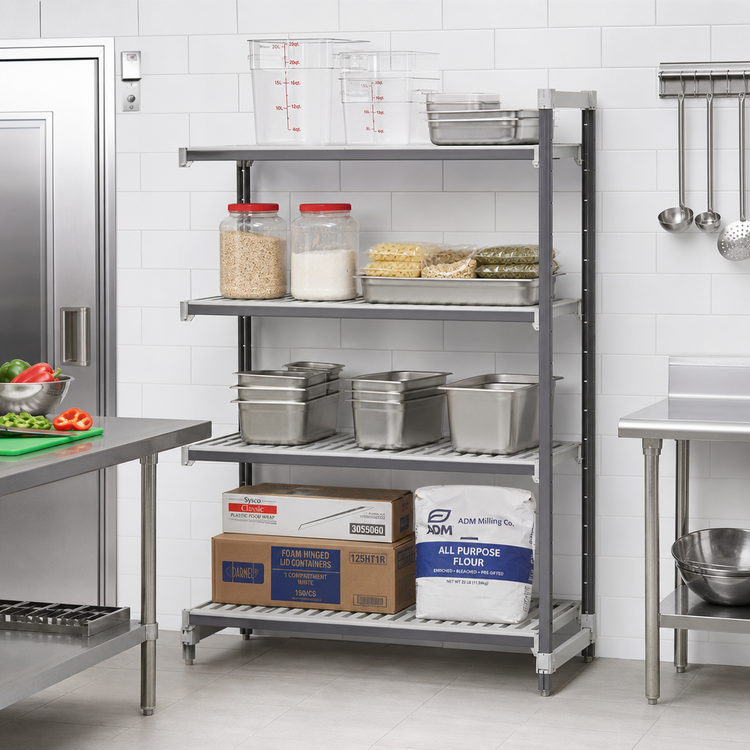 Product image #2 for Cambro Camshelving Elements XTRA 24" x 24" x 64" 4-Tier Stationary Add-On Polymer Shelving Unit