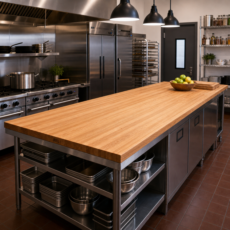 Product image #2 for John Boos Appalachian Red Oak Edge Grain Island Countertop with Varnique Finish, 120 x 38 x 1-1/2 Inches