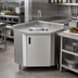 Thumbnail image #2 for Advance Tabco Corner Stainless Steel Sink Cabinet with 16 x 20 x 12 Inch Deep Bowl, Extended Faucet and Drain