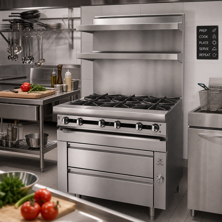 Product image #2 for Titan JMRHE-4-4 48" Modular Heavy Duty Gas Range with 8 Open Burners