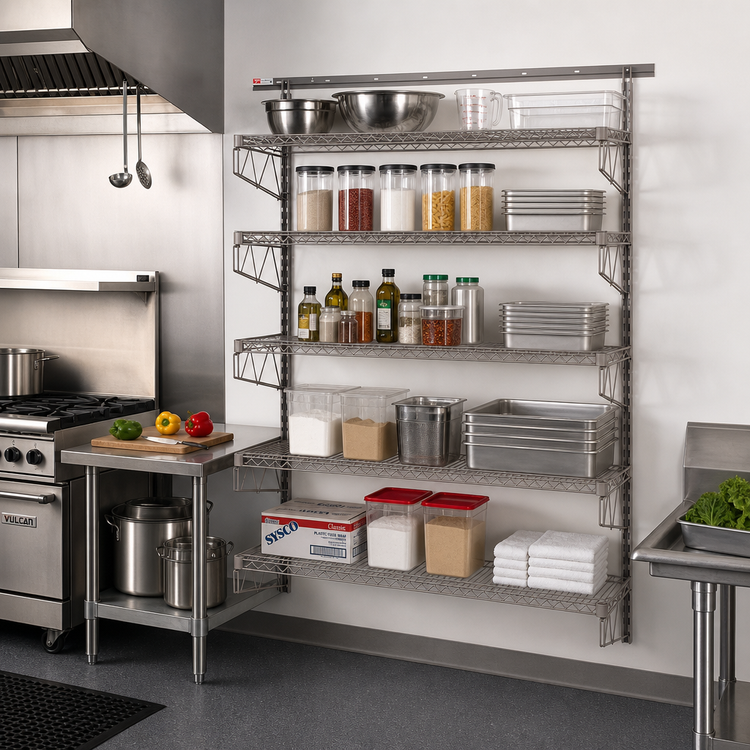 Product image #2 for Metro SmartWall Tall Wall-Mounted Shelving Starter Kit, 5 Wire Shelves