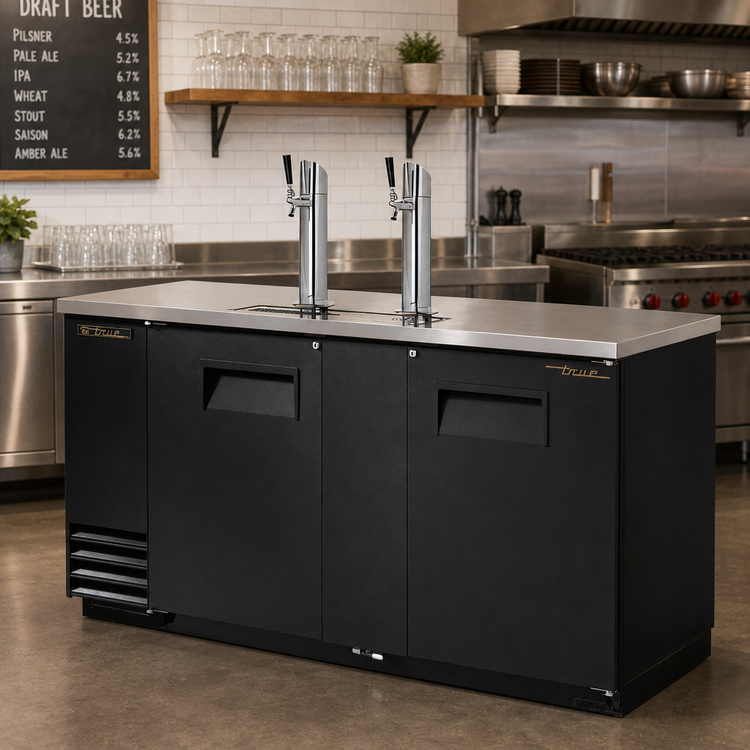 Product image #2 for True TDD-3-HC 3 Half-Barrel Direct Draw Beer Dispenser with 2 Columns and Solid Swing Doors