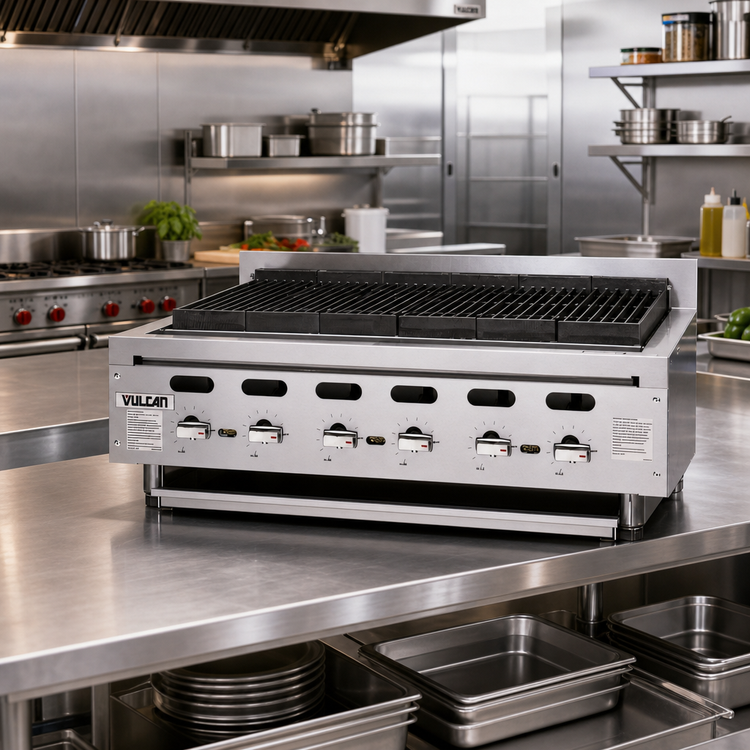 Product image #2 for Vulcan Achiever VACB47 Heavy-Duty Countertop Gas Charbroiler, 46-7/8 Inch, 8 Burners