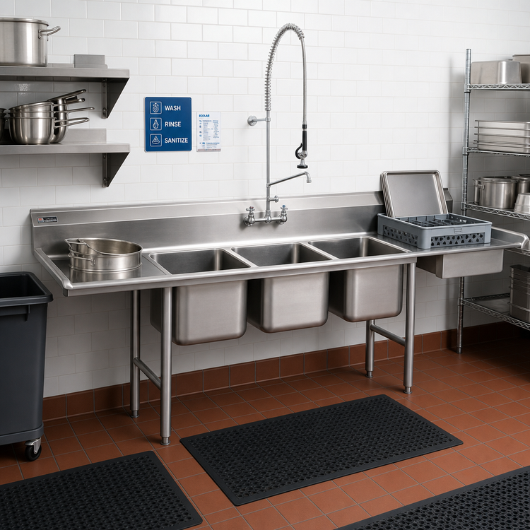 Product image #2 for Spec-Master SDTPL-124-14/3 Soiled Dishtable with 3-Compartment Pot Sink, 124"W, Left-to-Right Operation