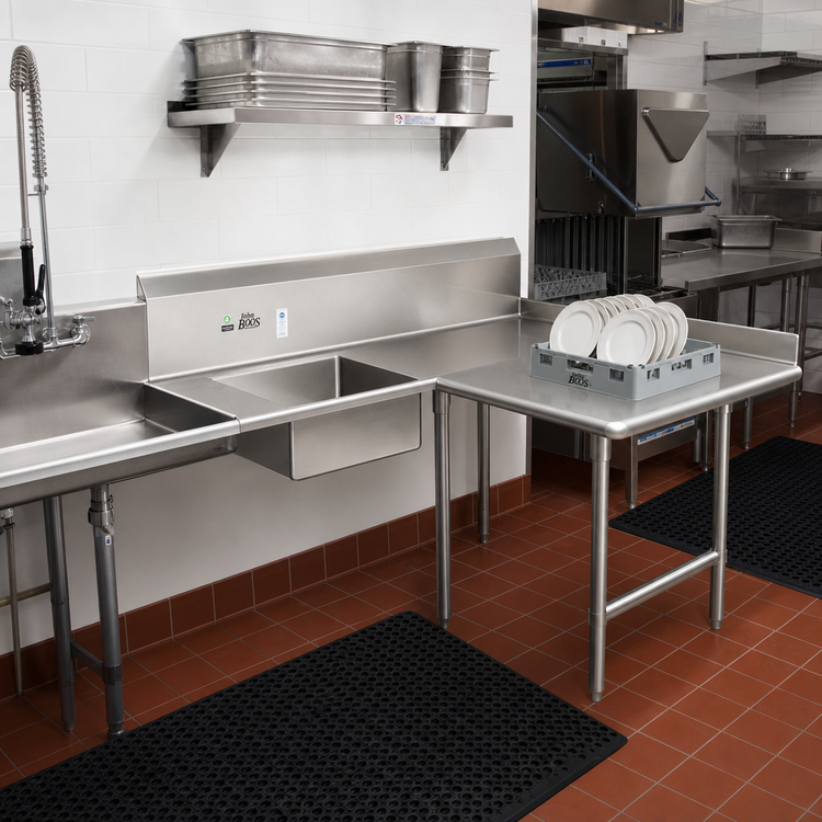 Product image #2 for John Boos Pro-Bowl L-Shaped Corner Soiled Landing Dishtable, Right-to-Left, 70 x 60 Inches, 14-Gauge Stainless Steel