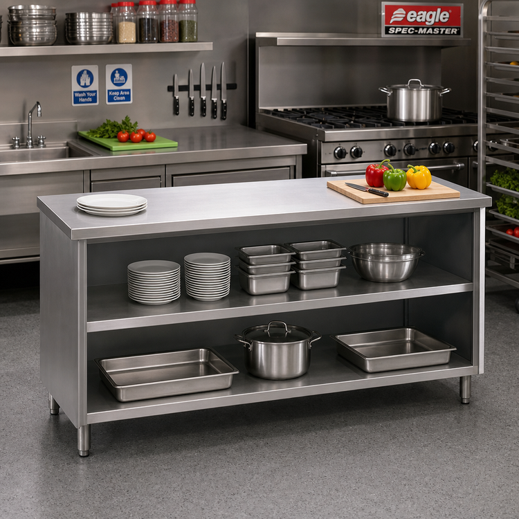 Product image #2 for Eagle Spec-Master Open Front Plate Cabinet with Stainless Steel Top, 84 x 18 Inches