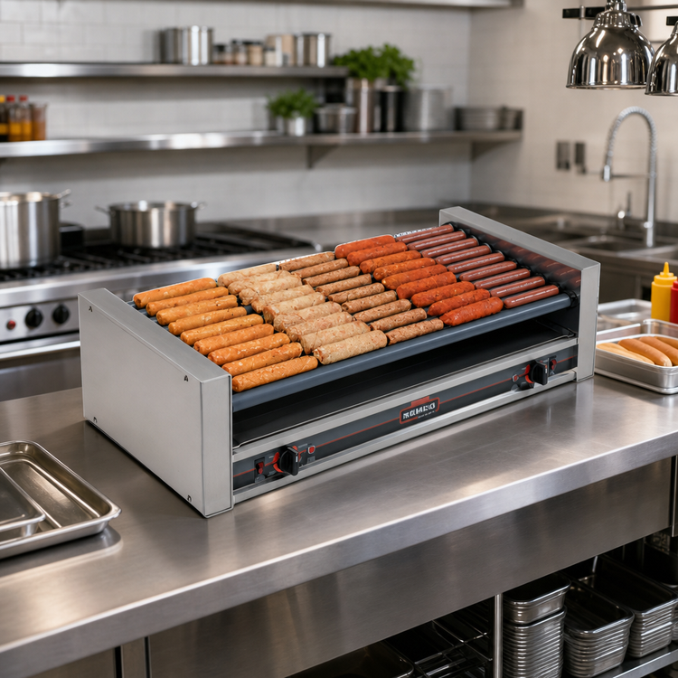 Product image #2 for Roll-A-Grill 36-Hot-Dog Slanted Countertop Roller Grill with GripsIt Rollers