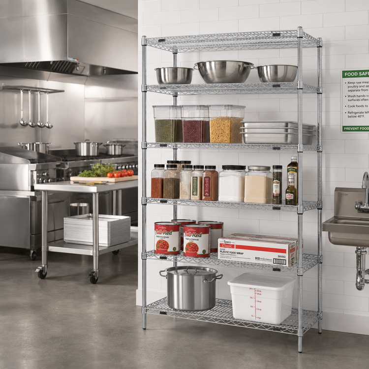 Product image #2 for Redipak 5-Tier Commercial Wire Shelving Unit, 36W x 24D x 74H, Stationary, Zinc Finish