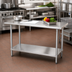 Thumbnail image #2 for Advance Tabco Special Value 60 Inch x 18 Inch Flat Top Stainless Steel Work Table with Adjustable Undershelf