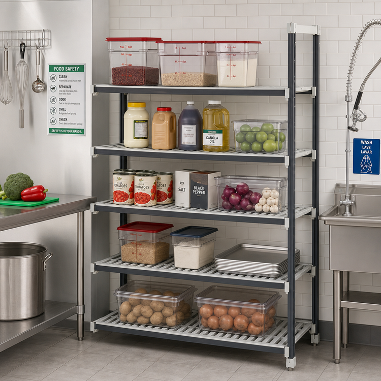 Product image #2 for Cambro Camshelving Elements XTRA 24 in. W x 36 in. L x 84 in. H 5-Tier Stationary Add-On Polymer Shelving Unit, Speckled Gray