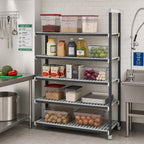 Thumbnail image #2 for Cambro Camshelving® Elements EXA243684V5480 5-Tier Vented Polymer Add-On Shelving Unit, 24"D x 36"W x 84"H, Gray, 2,400-lb. Capacity