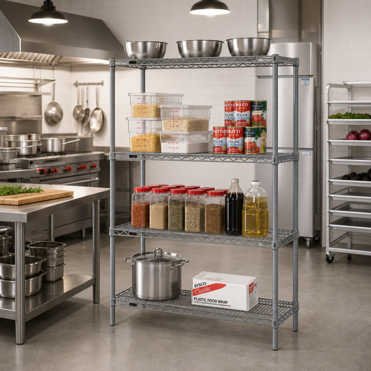 Product image #2 for Redipak 4-Tier Stationary Wire Shelving Unit, 36W x 24D x 74H, Pewter Gray Epoxy Finish