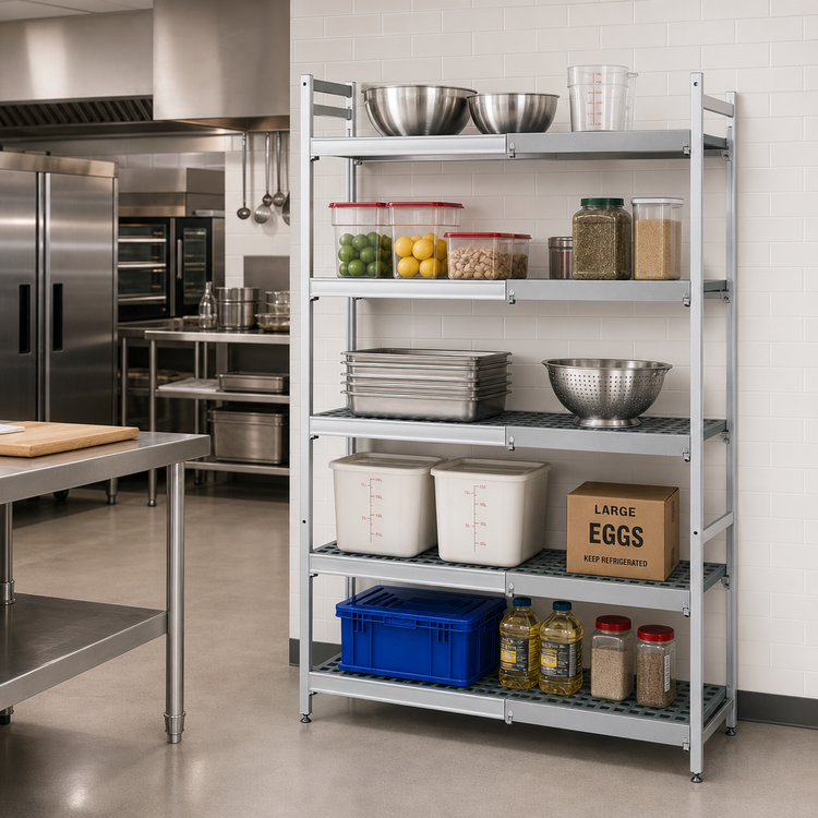 Product image #2 for Fermostock 5-Tier Corner Expansion Shelving Kit with Removable Polymer Inserts, 83-Inch H x 59-Inch W x 14-Inch D