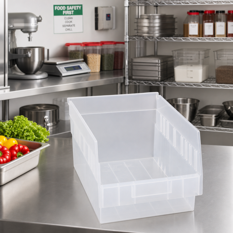 Product image #2 for Quantum Clear Polypropylene Economy Nesting Shelf Bin, 11-5/8 Inches x 8-3/8 Inches x 6 Inches