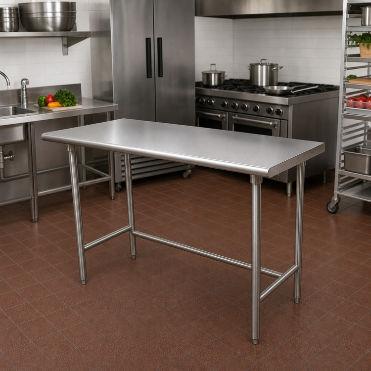 Product image #2 for Advance Tabco Special Value Series Stainless Steel Work Table, 84 x 30 Inches, Open Base