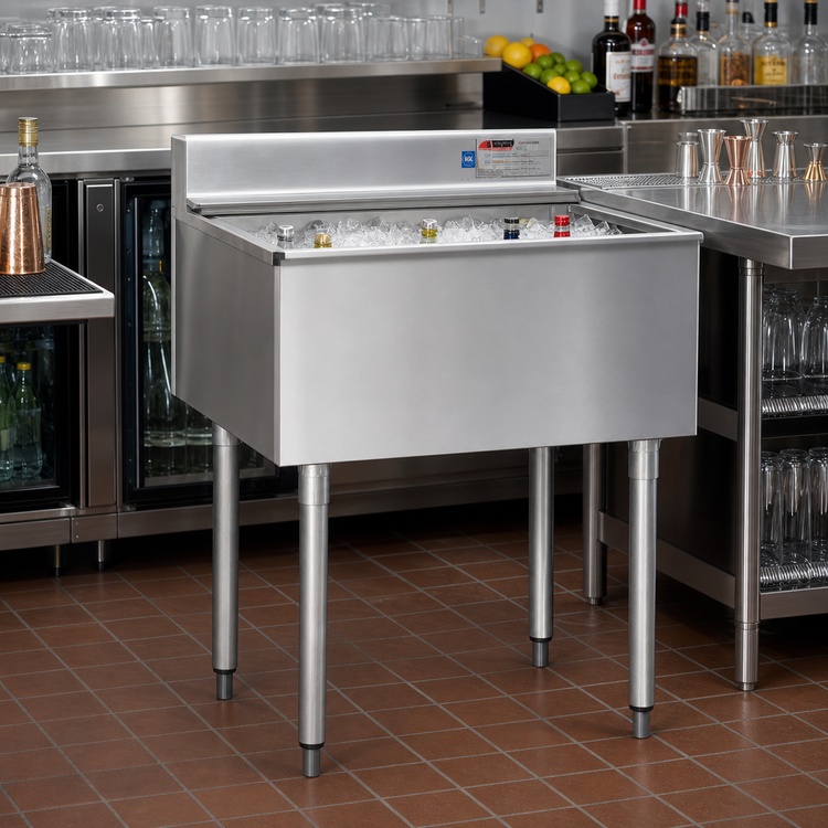 Product image #2 for Eagle 2200 Series 48-Inch Underbar Ice Bin/Cocktail Unit with 16-Inch Deep Liner and Sliding Cover