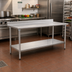 Thumbnail image #2 for BlendPort Budget Series 60-Inch x 30-Inch 430 Stainless Steel Work Table with 4-1/2-Inch Backsplash and Undershelf