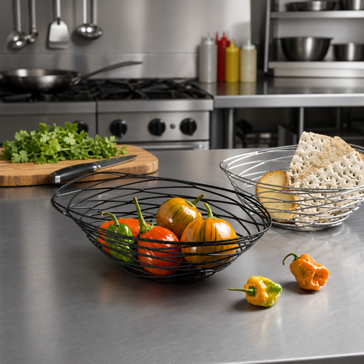 Product image #2 for Birdnest Oval Wire Serving Basket with Black Finish, 9 x 6 x 3 Inches