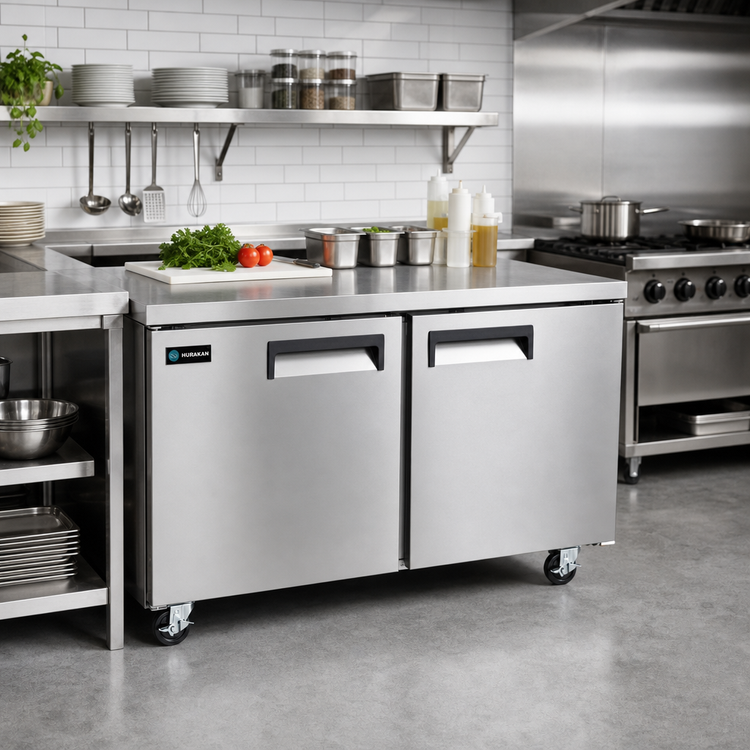 Product image #2 for Hurakan by Equip.me 36-Inch Two-Section Undercounter Refrigerator with Solid Doors