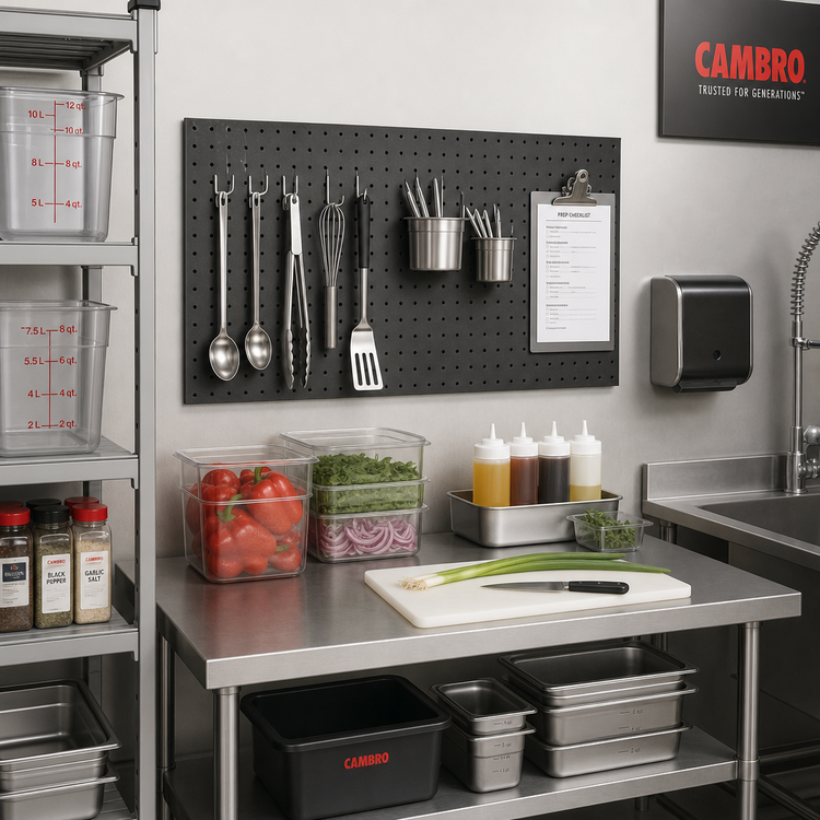 Product image #2 for Cambro Camshelving Elevation Series Wall-Mounted Pegboard, 18 x 48 Inches, Black