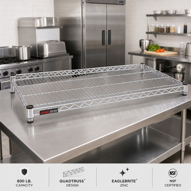 Product image #2 for EAGLEbrite Zinc 48 x 36 Inch Wire Shelf with QuadTruss Design, 800 lb Capacity