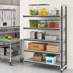 Thumbnail image #2 for Cambro Camshelving® Elements EXA183664V5480 5-Tier Vented Polymer Add-On Shelving Unit, Speckled Gray, 18"D x 36"W x 64"H