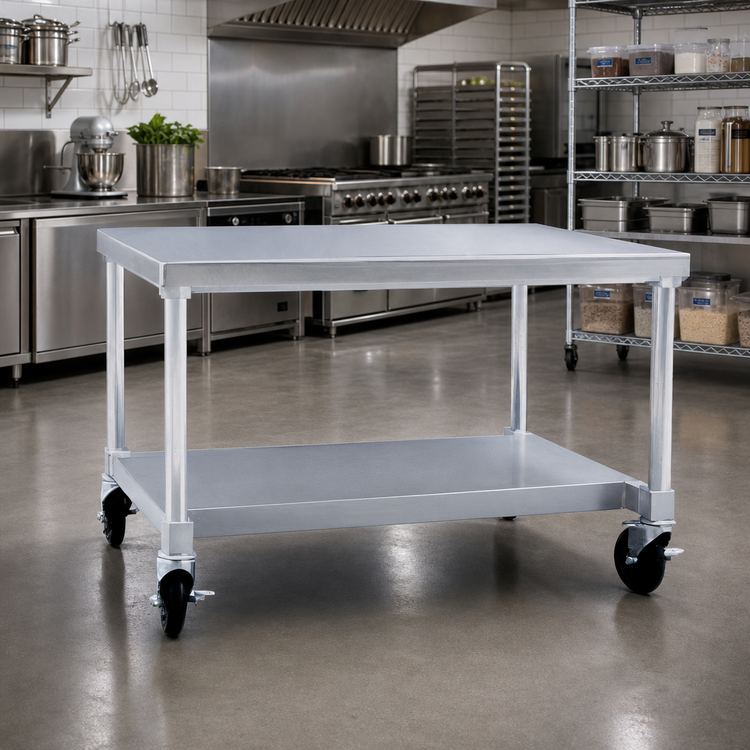 Product image #2 for New Age 72-Inch Mobile Aluminum Equipment Stand with 12-Gauge Top and Open Base