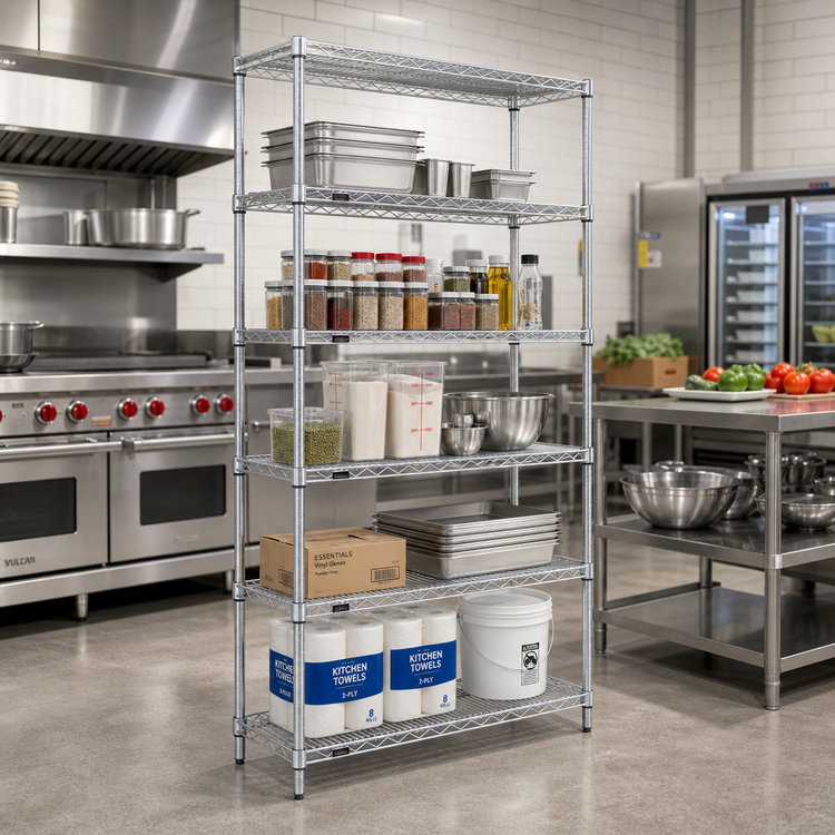 Product image #2 for Eagle EAGLEbrite 5-Tier Starter Wire Shelving Unit, 60W x 18D x 86H, Zinc Finish