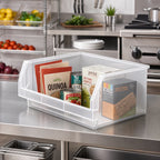 Thumbnail image #2 for Quantum QMS531CL_X Clear Open-Front Stackable Shelf Bin, 19-3/4 x 12-3/8 x 5-7/8 Inches Case of 6
