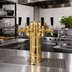 Thumbnail image #2 for Glastender Mini Mushroom 5-Faucet Air-Cooled Draft Dispensing Tower, Polished Brass Finish