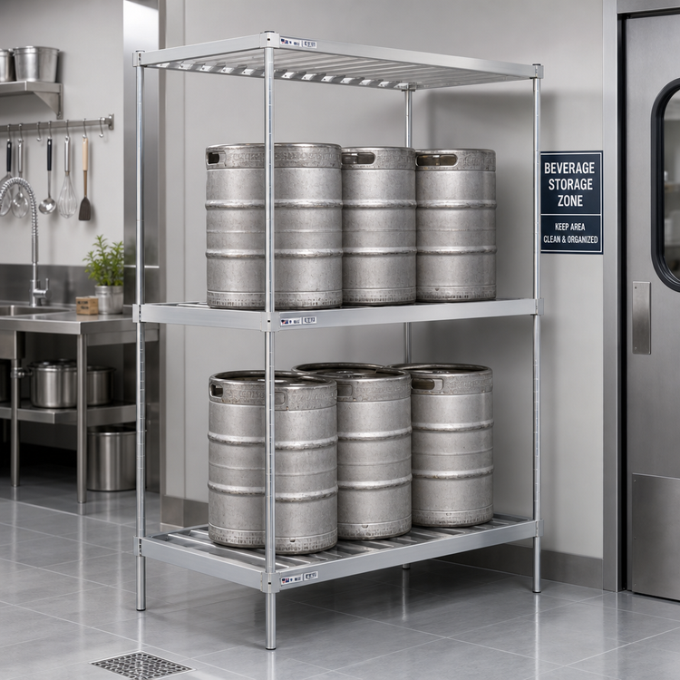 Product image #2 for New Age Aluminum Double-Deep Keg Rack, 8-Keg Capacity