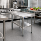 Thumbnail image #2 for Omcan USA 47693 Stainless Steel Equipment Stand with Undershelf, 18 x 30 in Top, 2 in Rear and Side Upturn