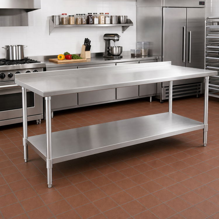 Product image #2 for Eagle Spec-Master 108-Inch Stainless Steel Work Table with Adjustable Undershelf and Rear Up-Turn