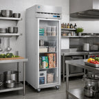 Thumbnail image #2 for Hoshizaki Steelheart F1A-FG One-Section Glass-Door Reach-In Freezer, 23.1 cu. ft., Stainless Steel, Top-Mounted Self-Contained