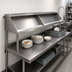 Thumbnail image #2 for John Boos DTSS-30132-S Solid Double-Sided Stainless Steel Sorting Shelf, 132 x 30-1/2 x 32 in, Table/Wall Mount