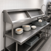 Thumbnail image #2 for John Boos Double-Sided Solid Stainless Steel Sorting Shelf for Soiled Dish Tables, 132 x 30-1/2 Inch, Table/Wall Mount