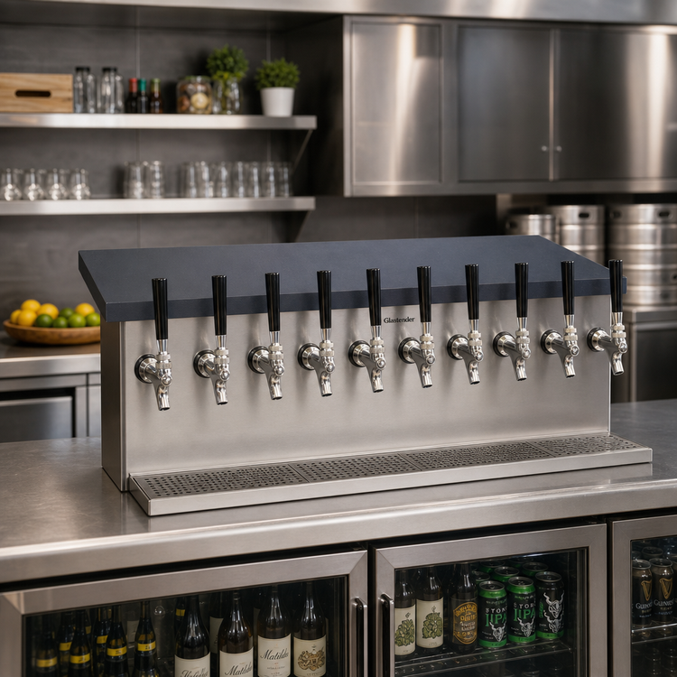 Product image #2 for Glastender Underbar Glycol-Cooled Draft Dispensing Tower with 10 Stainless Steel Faucets